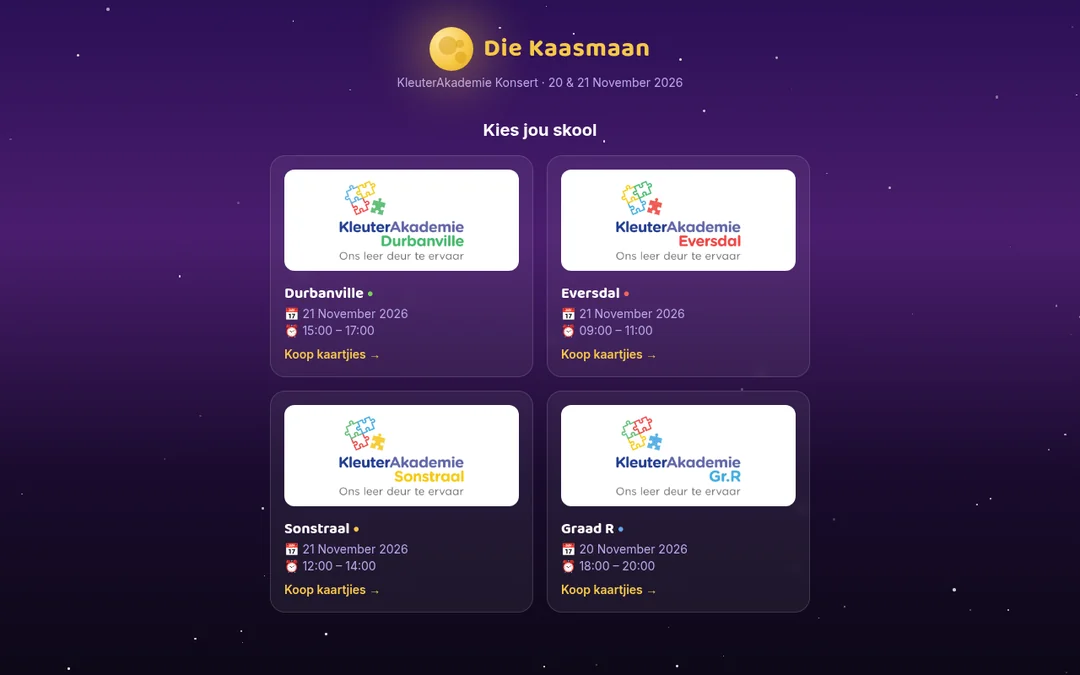 Kleuter Akademie Ticketing